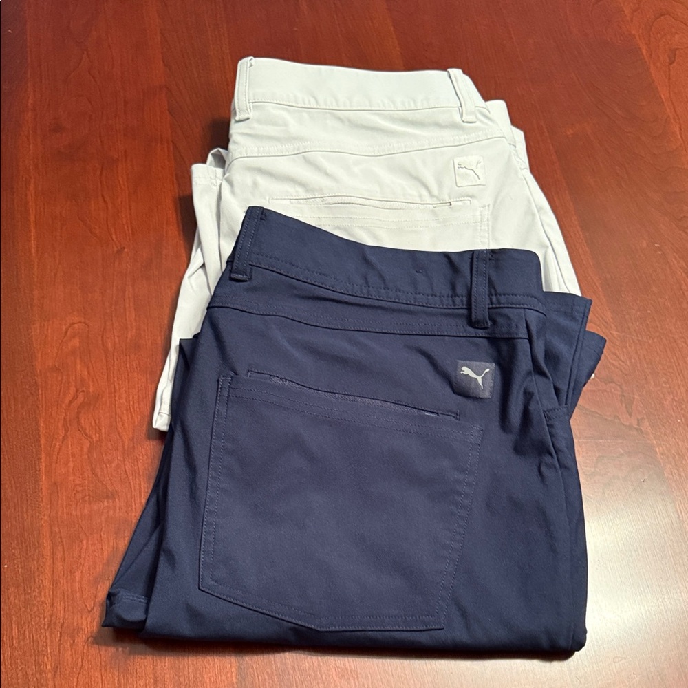 Puma Men's Chinos in Navy and Light Gray